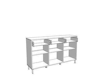 Martinique Slatted Artisan Oak Effect and Black 3-Door Sideboard for Elegant Storage - UK Luxury Furniture